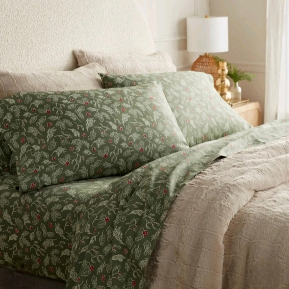 Threshold Full 400 Thread Count Performance Holiday Sheet Set - Green Holly